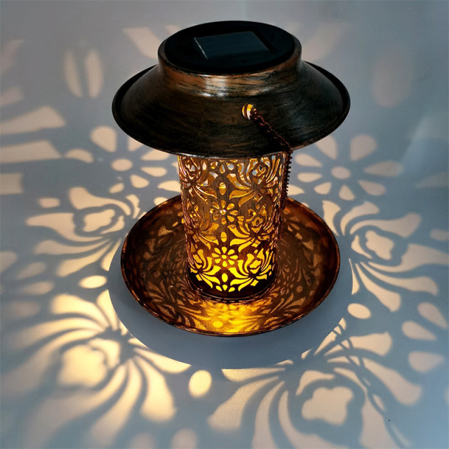 Milalit Solar Bird Hummingbird Feeder Hanging Metal Lantern with LED Light Hollow Carved Lamp for Outdoor Wide Animal Yard Decoration Hanging Metal Wild Bird Feeder Cardinals Garden Weather Resistance LED Lantern with S Hook Gift for Bird Lovers