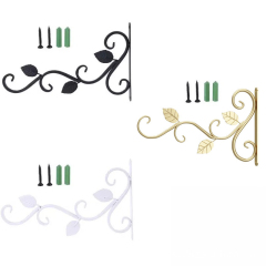 Milalit 3 Leaf Pattern Hanging Metal Iron Brackets Wall Mounted Golden Black White Hooks for Outdoor Garden Plant Lantern Decoration Hooks Metal Brackets for Solar Light Bird Feeder Lantern Indoor Coats Keys Wind Chimes with Screws