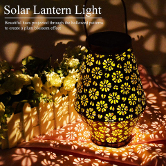 Milalit Rustproof Solar Daisy Flower Pattern Shadow LED Bottle Jar Metal Iron Luz Lantern Retro Vintage Style Metal Iron Hanging Lamps Table Lamps Hanged Light for Backyard Fence Porch Walkway Courtyard Christmas Party