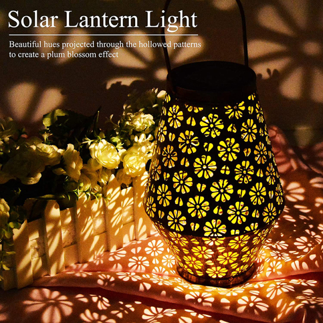 Milalit Rustproof Solar Daisy Flower Pattern Shadow LED Bottle Jar Metal Iron Luz Lantern Retro Vintage Style Metal Iron Hanging Lamps Table Lamps Hanged Light for Backyard Fence Porch Walkway Courtyard Christmas Party