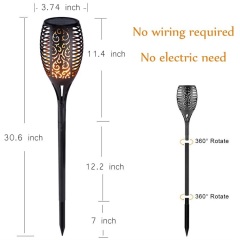 Milalit 96LED Solar Tiki Torches Flame Lights Dance Fire Mini Solar Powered Outdoor Garden Path Torch Stake Lamps Torch Light with Flickering Flame for Driveway Pathway Christmas Halloween Festival Decoration