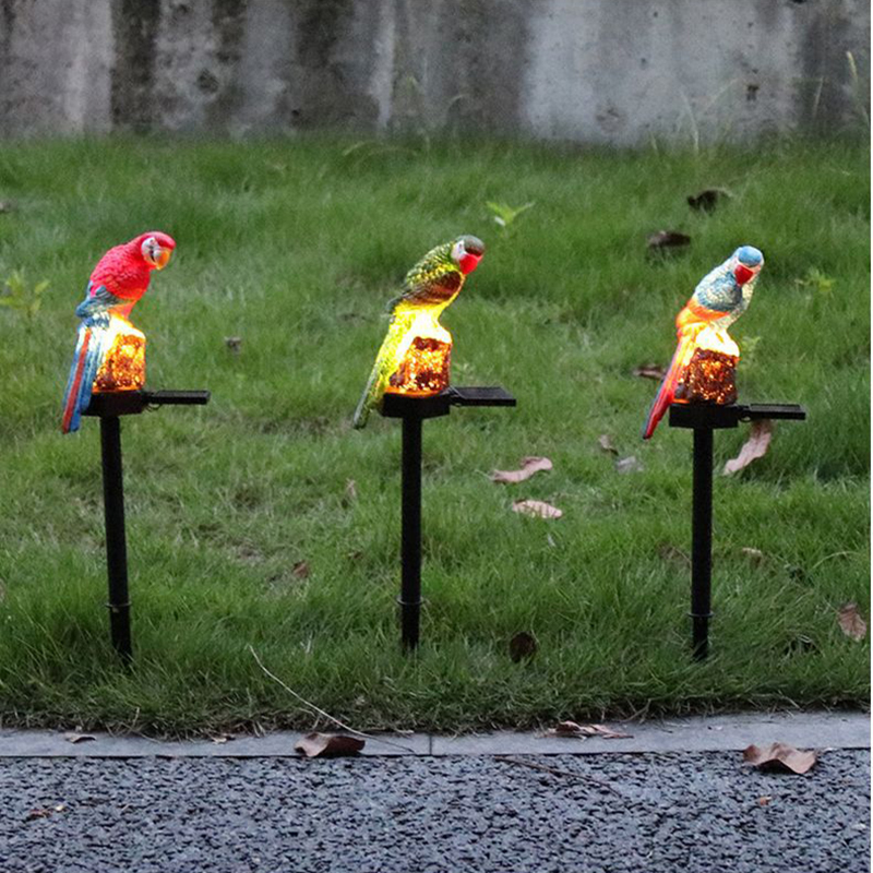 Milalit Solar Powered Parrot Light Bird Blue Red Yellow Green Resin Life-like Animal Decorative Lamps for Yard Lawn Outdoor Lighting Outdoor Waterproof Parrot Garden Stakes Light Sunlight Powered Landscape Lamp for Garden Patio Walkway Pathway Road