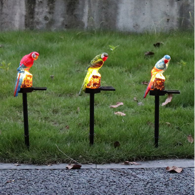 Milalit Solar Powered Parrot Light Bird Blue Red Yellow Green Resin Life-like Animal Decorative Lamps for Yard Lawn Outdoor Lighting Outdoor Waterproof Parrot Garden Stakes Light Sunlight Powered Landscape Lamp for Garden Patio Walkway Pathway Road