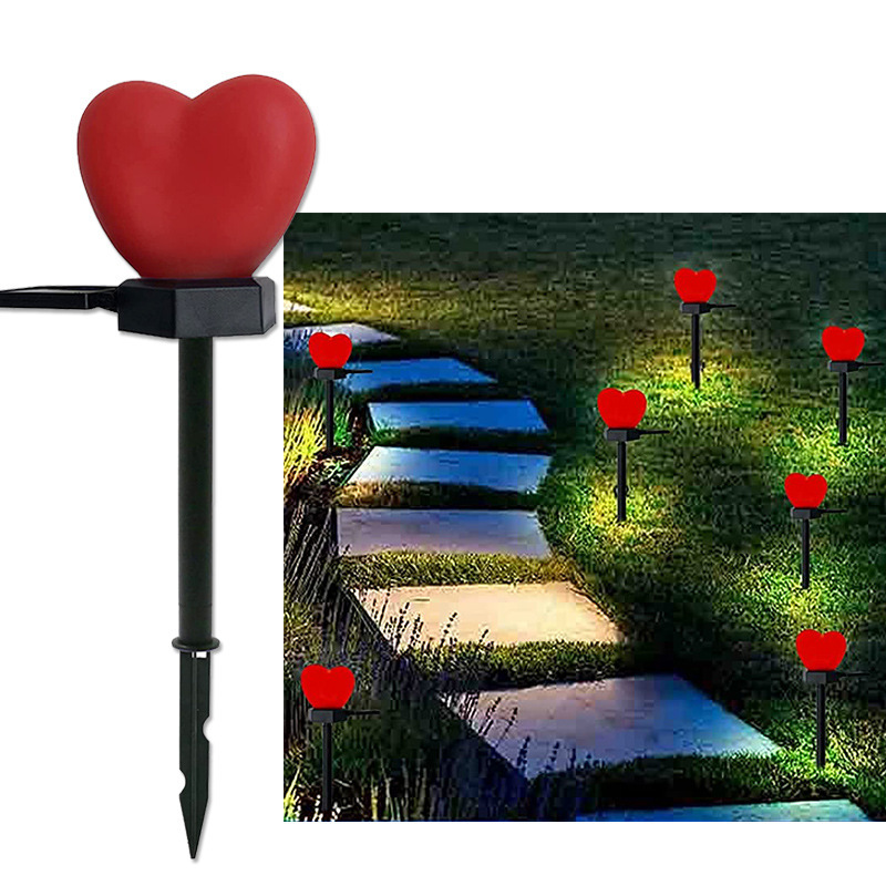Milalit Solar Red Hearts Shape Lawn LED Light Pink Romantic Garden Lamp for Lovers Valentine's Day Proposal Wedding Yard Decoration