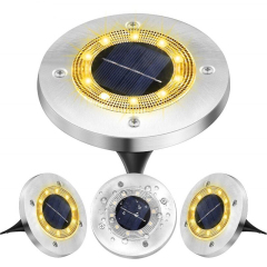 Milalit Solar Ground Lights Outdoor 8 LED SMD5050 Waterproof Stainless Steel Lawn Lights with Rippled Cover for Garden Yard Pathway Driveway Decoration