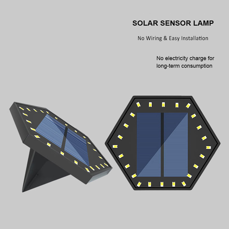 Milalit Connectable Solar Hexagon 24LED Ground Light Control Li-ion Battery Wall Mounted Waterproof Outdoor ABS Lawn Lamp for Fence Path  Underground Light Wall Mounted ConnectedOutdoor ABS CE RoHs Certified Lawn Light for Fence Courtyard