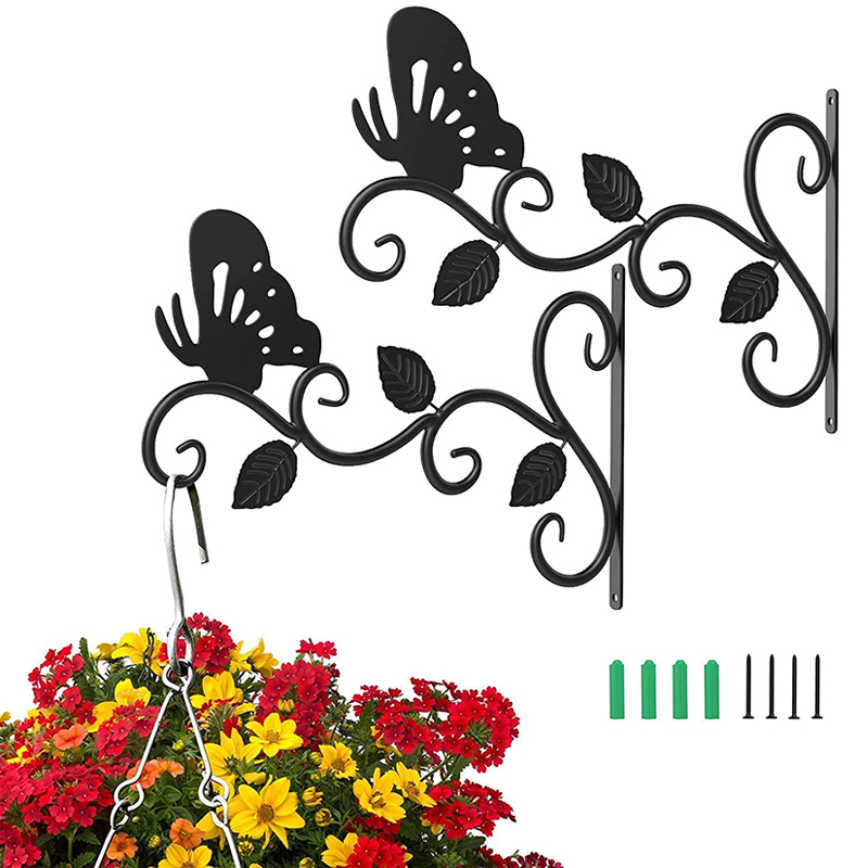 Milalit Butterfly 3 Leaf Design Metal Iron Hook Indoor Balcony Kitchen Bathroom Brackets Outdoor Hangers for Clothes Lantern Flowerpot