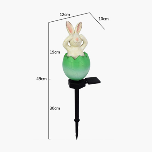 Milalit New Solar Cute Cartoon Rabbit Bunny Stake Light Green Orange Blue Eggshell Lawn Insert Lamps for Garden Yard Park Driveway