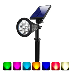 Milalit Colorful RGB Changeable Solar 7 LED Spotlight Landscape Front Door Yard Waterproof Spot Light Garden Lawn Outdoor Lighting Lamps