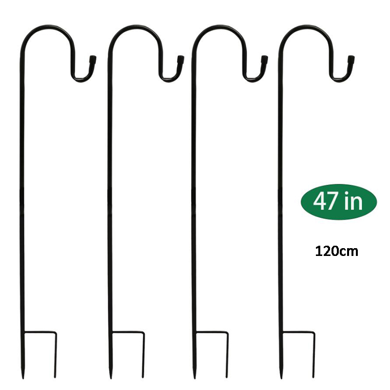 Milalit 1.2m Premium Metal Iron Shepherd Hooks for Hanging Solar Light Bird Feeder Mason Jars Plant Hangers Flower Basket Christmas Lamp 32 inch 0.8m Metal Iron Shepherd Hooks for Solar Lanterns Bird Feeder Plant Wedding Flower Basket Christmas Lights