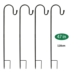 Milalit 1.2m Premium Metal Iron Shepherd Hooks for Hanging Solar Light Bird Feeder Mason Jars Plant Hangers Flower Basket Christmas Lamp 32 inch 0.8m Metal Iron Shepherd Hooks for Solar Lanterns Bird Feeder Plant Wedding Flower Basket Christmas Lights