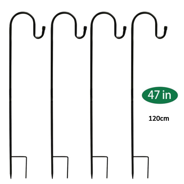 Milalit 1.2m Premium Metal Iron Shepherd Hooks for Hanging Solar Light Bird Feeder Mason Jars Plant Hangers Flower Basket Christmas Lamp 32 inch 0.8m Metal Iron Shepherd Hooks for Solar Lanterns Bird Feeder Plant Wedding Flower Basket Christmas Lights