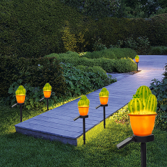 Milalit New Solar Decorative Green Cactus Plant Pot Lamp LED ABS Artificial 3 Heads Flowerpot Stake Light for Garden Lawn Pathway Porch Outdoor LED Warm Artificial Cactus Green Plant Lamp Weatherproof Garden Lawn Stake Light for Yard Park Festival