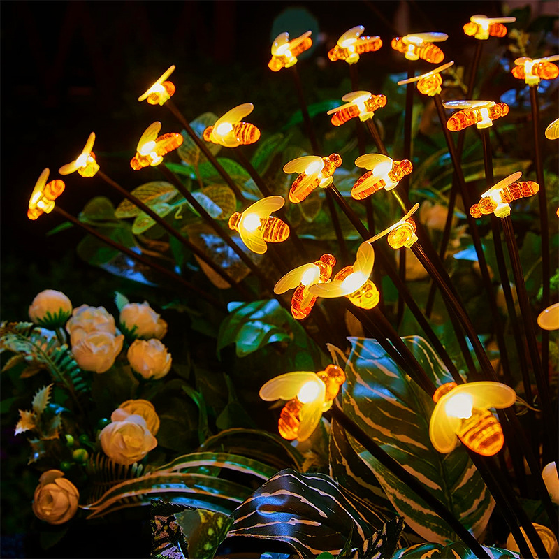 Milalit Solar Honeybee 6 Heads 8 Heads 10 Heads Swaying Bee Lights Waterproof Insects Grace Outdoor Warm White ABS Lamp for Outdoor Holiday Decoration