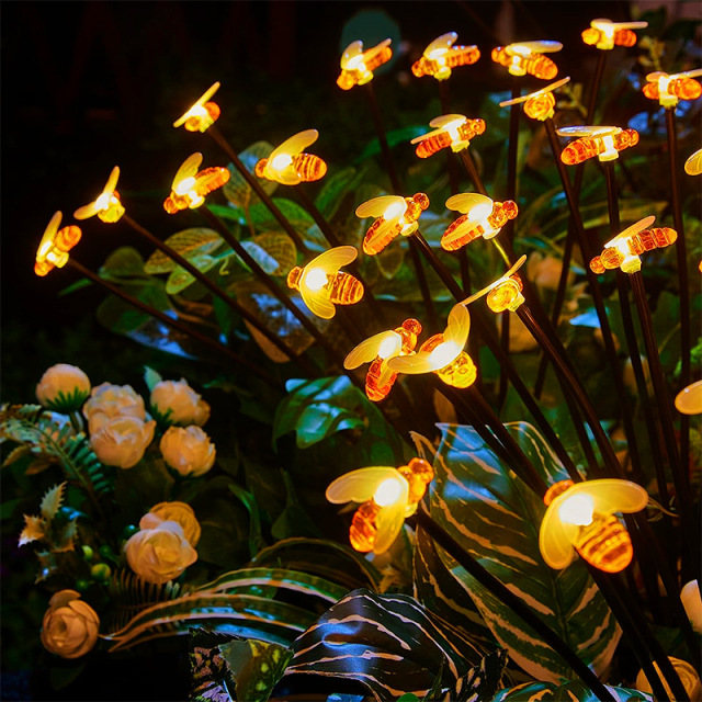 Milalit Solar Honeybee 6 Heads 8 Heads 10 Heads Swaying Bee Lights Waterproof Insects Grace Outdoor Warm White ABS Lamp for Outdoor Holiday Decoration