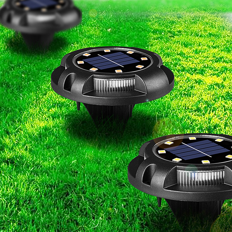 Milalit Upgrade Ground Solar Lights Outdoor Waterproof Dusk to Dawn 8LED 4pcs RGB Blue Lamps for Garden Yard Pathway Driveway Lawn Patio