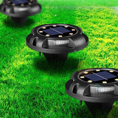 Milalit Upgrade Ground Solar Lights Outdoor Waterproof Dusk to Dawn 8LED 4pcs RGB Blue Lamps for Garden Yard Pathway Driveway Lawn Patio