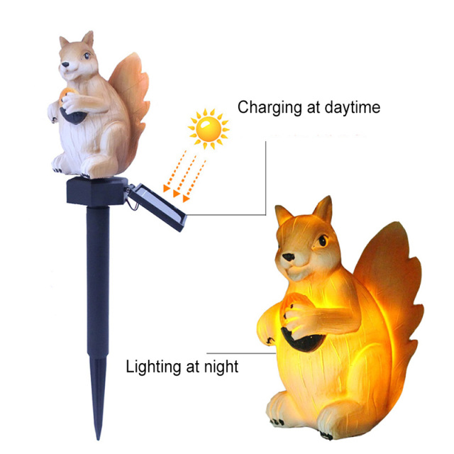 Milalit Garden Squirrel Resin ABS Animal Light Solar Powered Decorative Cute LED Waterproof Outdoor Lamp for Pathway Lawn Balcony Kids Cute Squirrel Lights Waterproof Resin Outdoor Animal Lighting Lamps for Garden Yard Lawn Pathway Holiday Party