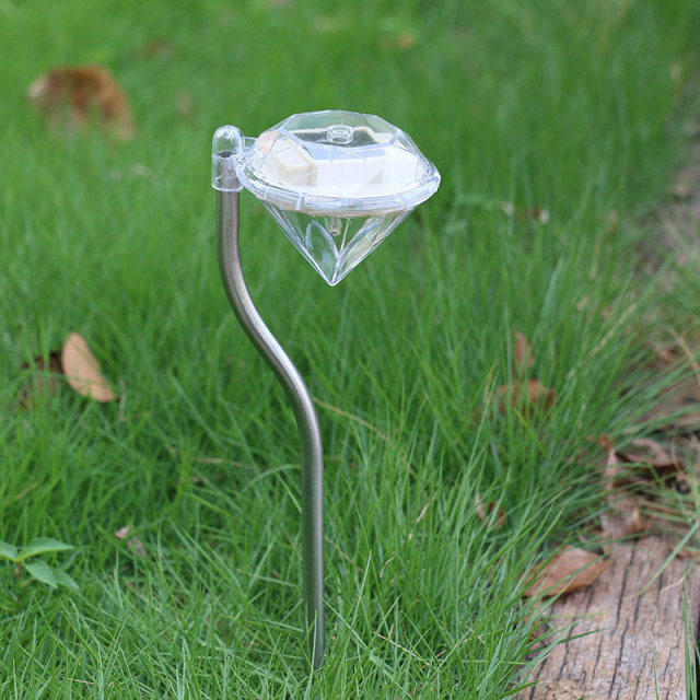 Milalit LED Outdoor Modern Landscape Light Pole Pathway Solar Powered Stainless Steel Diamond Shape Stake RGB Lamps for Yard Driveway Gate