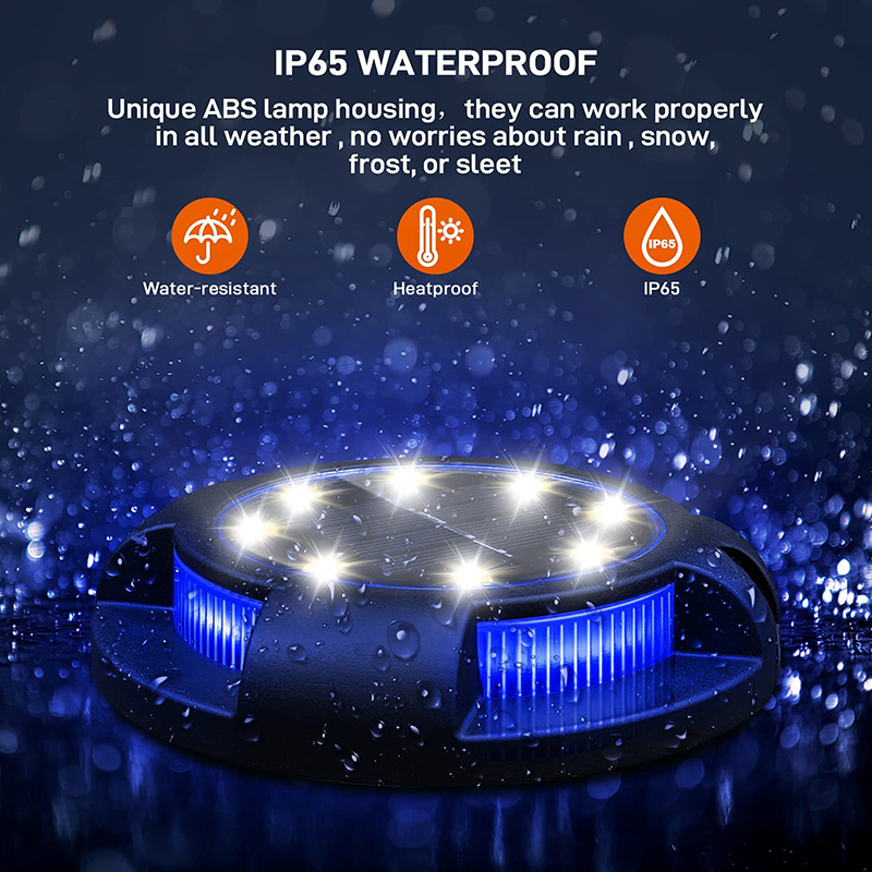 Milalit Upgrade Ground Solar Lights Outdoor Waterproof Dusk to Dawn 8LED 4pcs RGB Blue Lamps for Garden Yard Pathway Driveway Lawn Patio