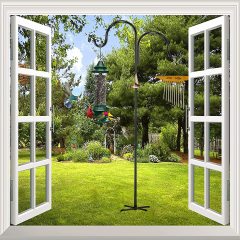 Milalit 2 Meters 79inch Shepherd Double Hook Metal Bird Feeder Pole with 5 Base Prongs Stand for Garden Lantern Wedding Decoration Shepherd Hook Iron Metal Heavy Duty Bird Feeder Pole with 5 Base Prongs Single Stand for Hanging Lantern Flowerpot