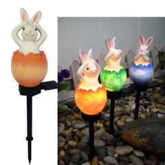 Milalit New Solar Cute Cartoon Rabbit Bunny Stake Light Green Orange Blue Eggshell Lawn Insert Lamps for Garden Yard Park Driveway