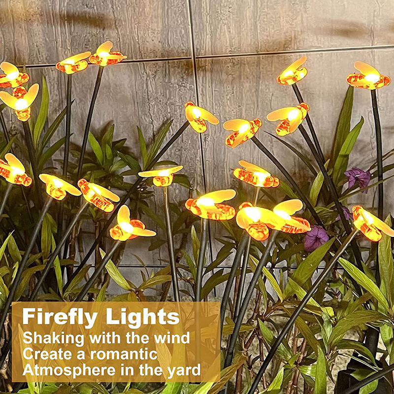 Milalit Solar Honeybee 6 Heads 8 Heads 10 Heads Swaying Bee Lights Waterproof Insects Grace Outdoor Warm White ABS Lamp for Outdoor Holiday Decoration