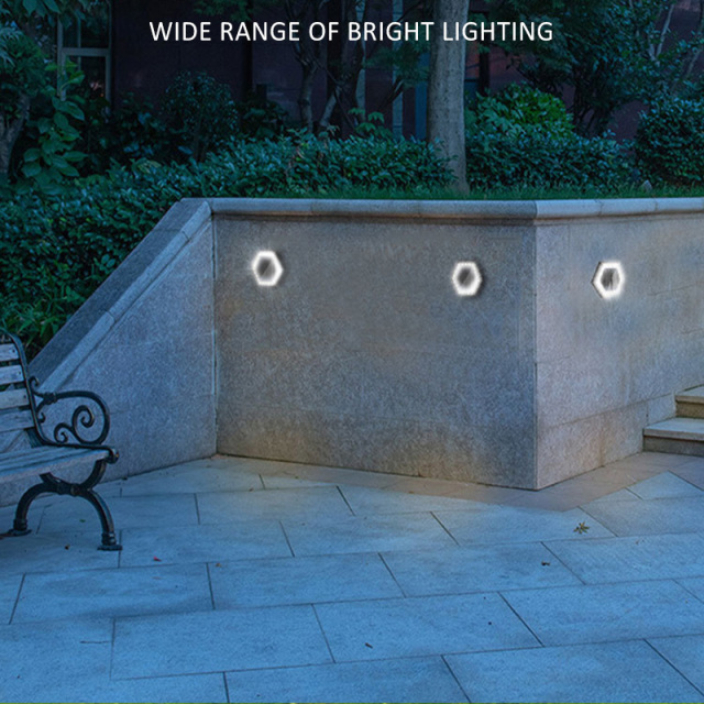 Milalit Connectable Solar Hexagon 24LED Ground Light Control Li-ion Battery Wall Mounted Waterproof Outdoor ABS Lawn Lamp for Fence Path  Underground Light Wall Mounted ConnectedOutdoor ABS CE RoHs Certified Lawn Light for Fence Courtyard