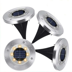 Milalit Solar Ground Lights Outdoor 8 LED SMD5050 Waterproof Stainless Steel Lawn Lights with Rippled Cover for Garden Yard Pathway Driveway Decoration