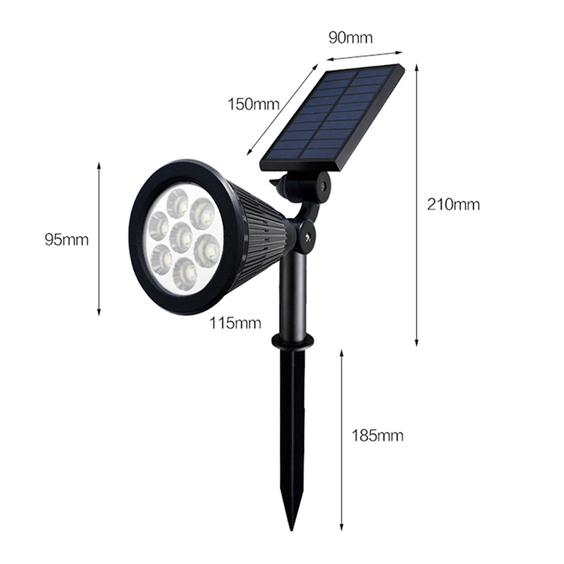 Milalit Colorful RGB Changeable Solar 7 LED Spotlight Landscape Front Door Yard Waterproof Spot Light Garden Lawn Outdoor Lighting Lamps