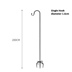 Milalit 2 Meters 79inch Shepherd Double Hook Metal Bird Feeder Pole with 5 Base Prongs Stand for Garden Lantern Wedding Decoration Shepherd Hook Iron Metal Heavy Duty Bird Feeder Pole with 5 Base Prongs Single Stand for Hanging Lantern Flowerpot