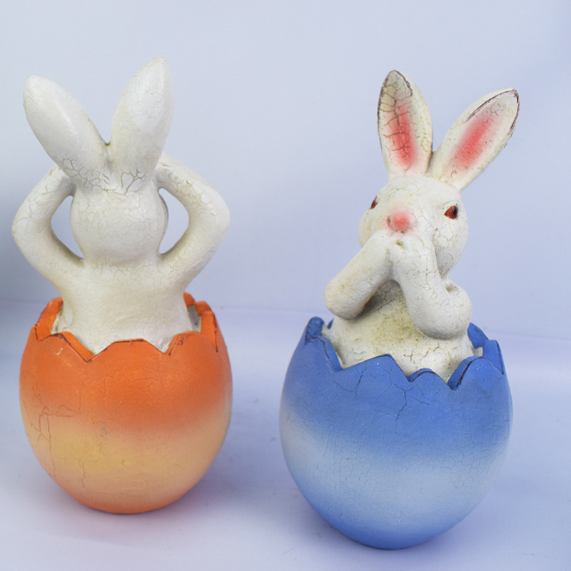 Milalit New Solar Cute Cartoon Rabbit Bunny Stake Light Green Orange Blue Eggshell Lawn Insert Lamps for Garden Yard Park Driveway