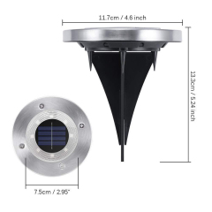 Milalit Solar Ground Lights Outdoor 8 LED SMD5050 Waterproof Stainless Steel Lawn Lights with Rippled Cover for Garden Yard Pathway Driveway Decoration