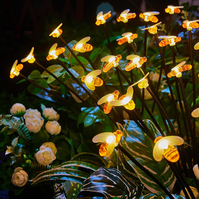 Milalit Solar Honeybee 6 Heads 8 Heads 10 Heads Swaying Bee Lights Waterproof Insects Grace Outdoor Warm White ABS Lamp for Outdoor Holiday Decoration