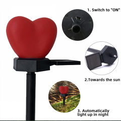 Milalit Solar Red Hearts Shape Lawn LED Light Pink Romantic Garden Lamp for Lovers Valentine's Day Proposal Wedding Yard Decoration