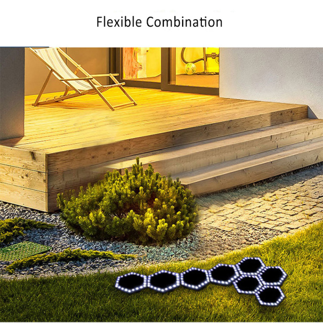 Milalit Connectable Solar Hexagon 24LED Ground Light Control Li-ion Battery Wall Mounted Waterproof Outdoor ABS Lawn Lamp for Fence Path  Underground Light Wall Mounted ConnectedOutdoor ABS CE RoHs Certified Lawn Light for Fence Courtyard