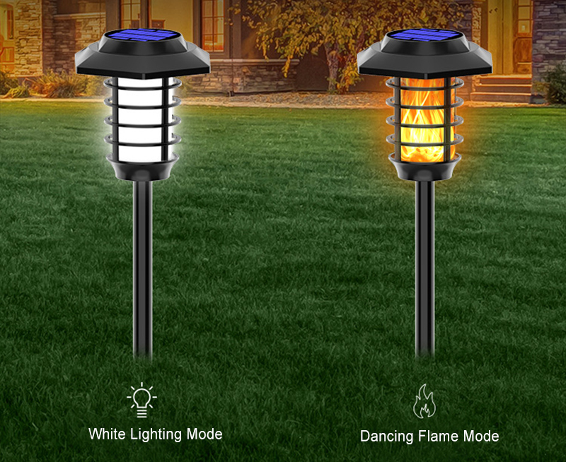 Milalit Outdoor Solar Flickering Flame Light 66LED 48LED Dancing Fire Lawn Lighting Waterproof IP65 Torch Lamp for Garden Pathway Yard Christmas Halloween Festival