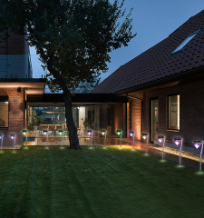 Milalit LED Outdoor Modern Landscape Light Pole Pathway Solar Powered Stainless Steel Diamond Shape Stake RGB Lamps for Yard Driveway Gate