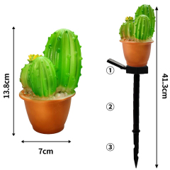 Milalit New Solar Decorative Green Cactus Plant Pot Lamp LED ABS Artificial 3 Heads Flowerpot Stake Light for Garden Lawn Pathway Porch Outdoor LED Warm Artificial Cactus Green Plant Lamp Weatherproof Garden Lawn Stake Light for Yard Park Festival