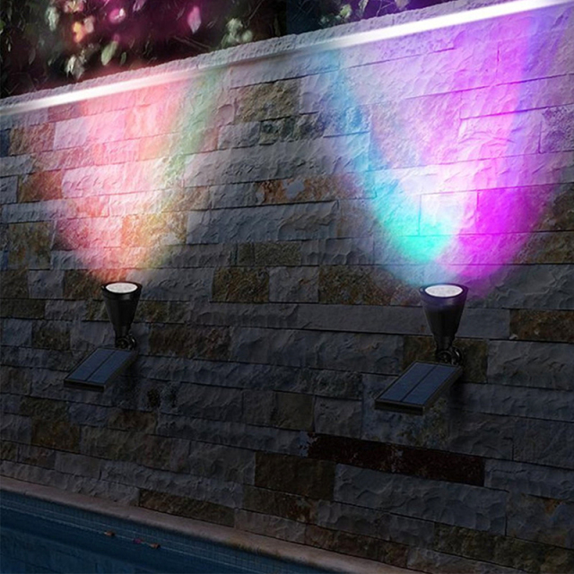Milalit Colorful RGB Changeable Solar 7 LED Spotlight Landscape Front Door Yard Waterproof Spot Light Garden Lawn Outdoor Lighting Lamps