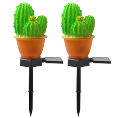 Milalit New Solar Decorative Green Cactus Plant Pot Lamp LED ABS Artificial 3 Heads Flowerpot Stake Light for Garden Lawn Pathway Porch Outdoor LED Warm Artificial Cactus Green Plant Lamp Weatherproof Garden Lawn Stake Light for Yard Park Festival