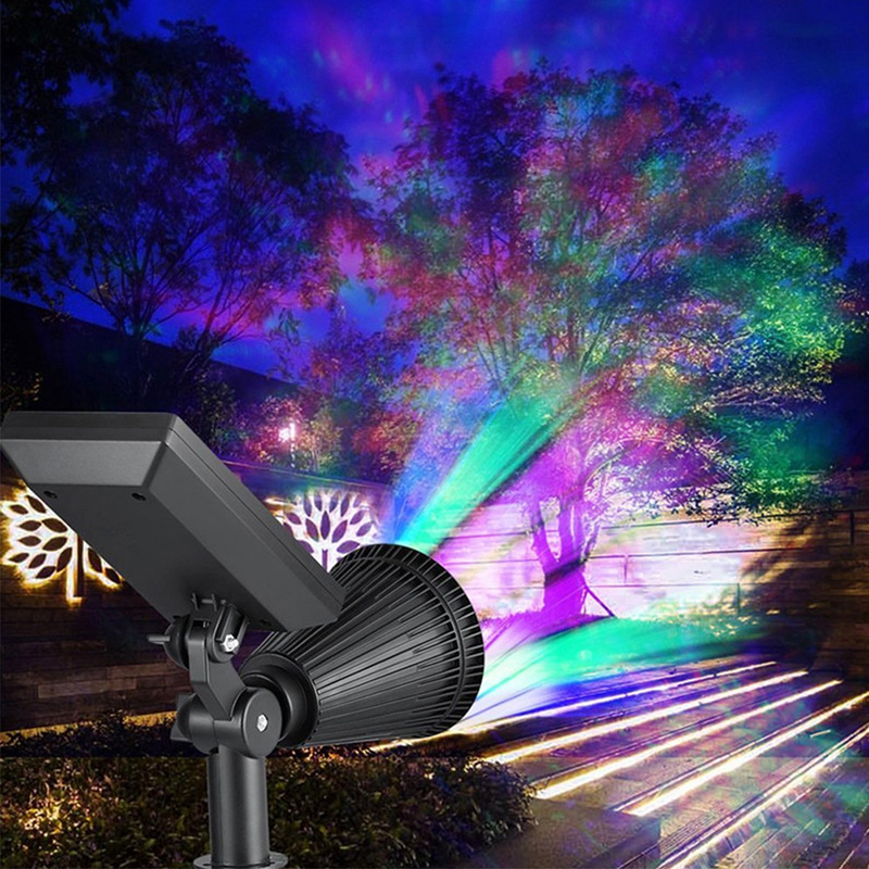 Milalit Colorful RGB Changeable Solar 7 LED Spotlight Landscape Front Door Yard Waterproof Spot Light Garden Lawn Outdoor Lighting Lamps
