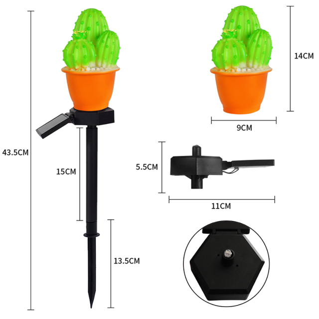 Milalit New Solar Decorative Green Cactus Plant Pot Lamp LED ABS Artificial 3 Heads Flowerpot Stake Light for Garden Lawn Pathway Porch Outdoor LED Warm Artificial Cactus Green Plant Lamp Weatherproof Garden Lawn Stake Light for Yard Park Festival
