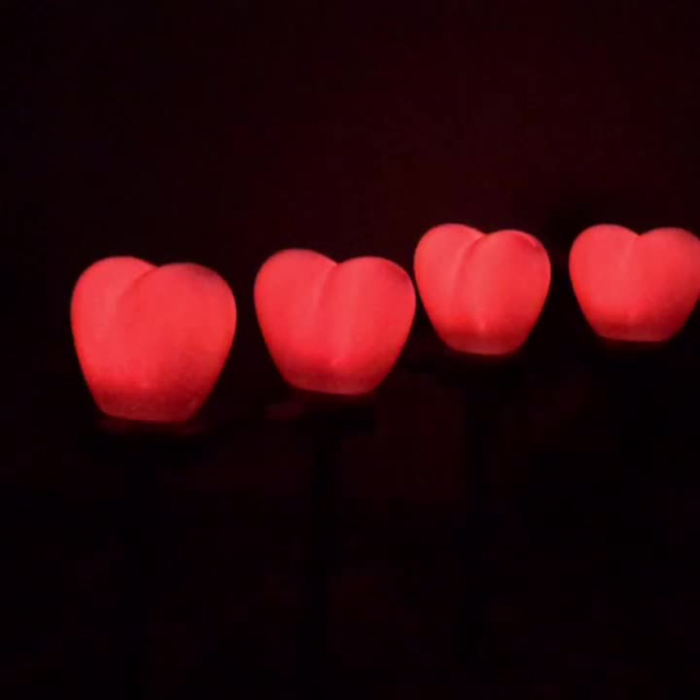 Milalit Solar Red Hearts Shape Lawn LED Light Pink Romantic Garden Lamp for Lovers Valentine's Day Proposal Wedding Yard Decoration