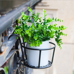 Milalit Iron Metal Flower Pot Green Plant Basket Black Outdoor Indoor Hanging Rack Stand Holder for Balcony Garden Fence Decoration