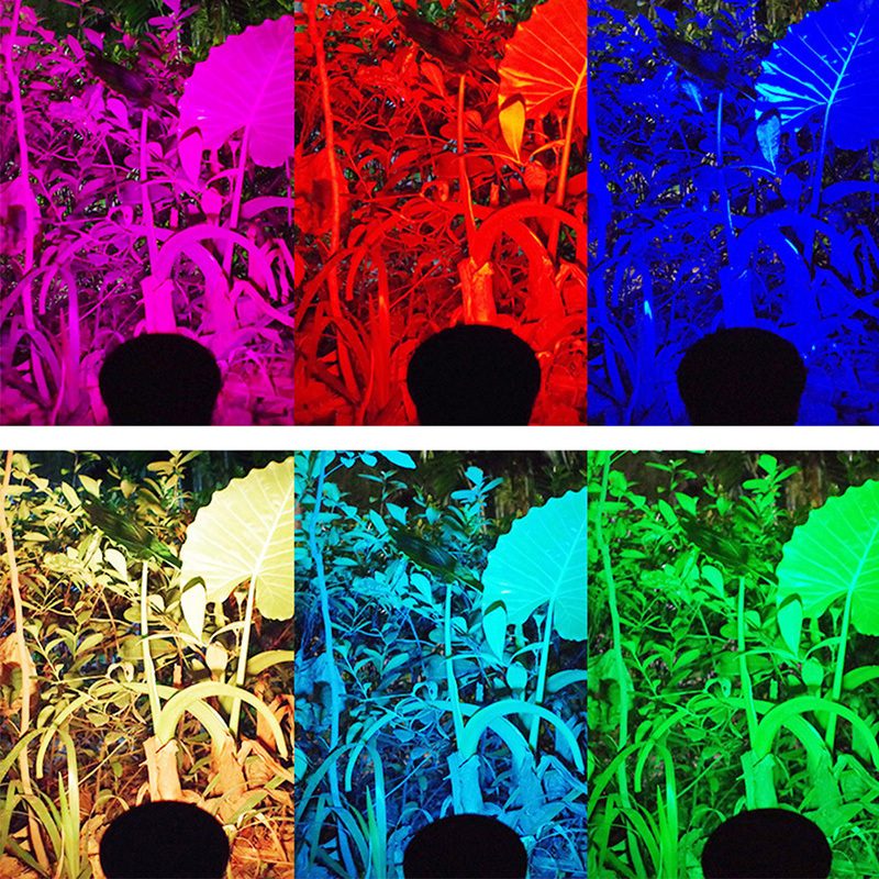 Milalit Colorful RGB Changeable Solar 7 LED Spotlight Landscape Front Door Yard Waterproof Spot Light Garden Lawn Outdoor Lighting Lamps