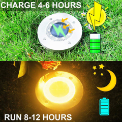 Milalit Solar Ground Lights Outdoor 8 LED SMD5050 Waterproof Stainless Steel Lawn Lights with Rippled Cover for Garden Yard Pathway Driveway Decoration
