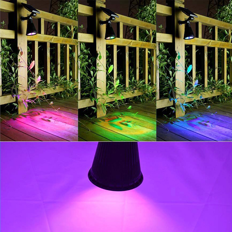 Milalit Colorful RGB Changeable Solar 7 LED Spotlight Landscape Front Door Yard Waterproof Spot Light Garden Lawn Outdoor Lighting Lamps