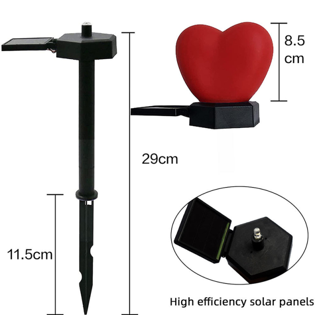 Milalit Solar Red Hearts Shape Lawn LED Light Pink Romantic Garden Lamp for Lovers Valentine's Day Proposal Wedding Yard Decoration