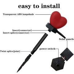 Milalit Solar Red Hearts Shape Lawn LED Light Pink Romantic Garden Lamp for Lovers Valentine's Day Proposal Wedding Yard Decoration